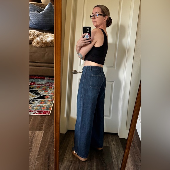 Old Navy Women’s Size 6 High-Rise Baggy Wide Leg Jeans Dark Wash Drapey Denim - Picture 14 of 14